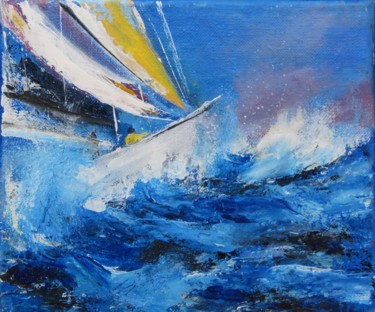 Painting titled "Régate en mer agitée" by Véronique Degabriel, Original Artwork, Acrylic