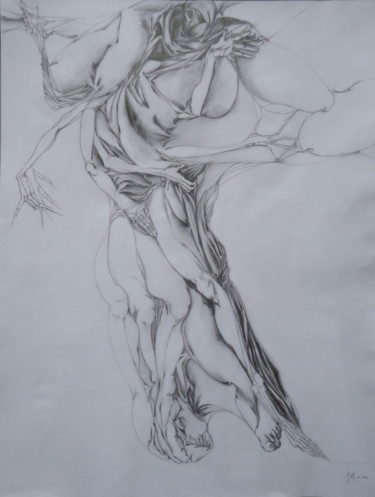 Рисунок под названием "SOUFFLE" - Véronique Ducreux, Подлинное произведение искусства, Карандаш