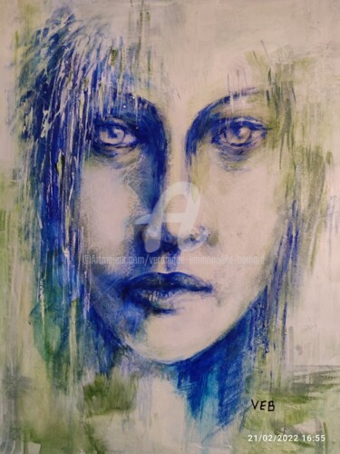 Pintura titulada "Femme bleue" por Véronique Emmanuelle Bernard, Obra de arte original, Acuarela