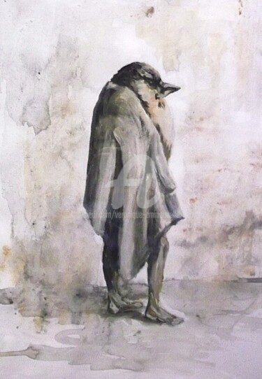 Painting titled "Balzac" by Véronique Emmanuelle Bernard, Original Artwork, Watercolor