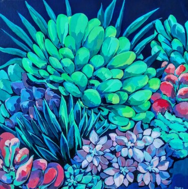 Картина под названием "Succulentes flamboy…" - Veronique Gaudin, Подлинное произведение искусства, Акрил