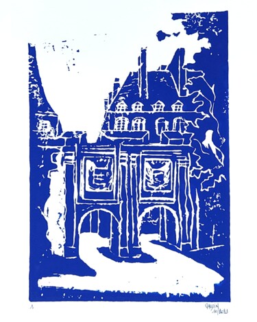 Printmaking titled "Porte St Vincent" by Veronique Gaudin, Original Artwork, Linocuts