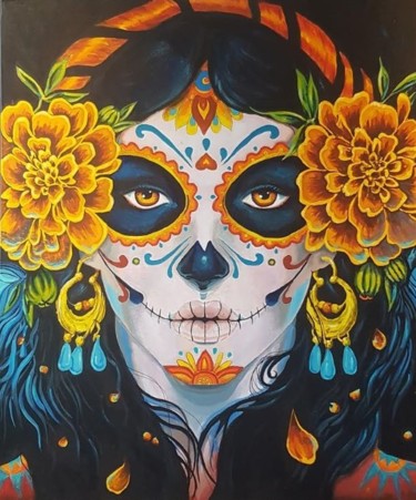 Peinture intitulée "Catrina" par Véronique Jolly, Œuvre d'art originale, Acrylique