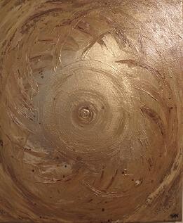 Pittura intitolato "La cymbale dorée" da Véronique Keraudy, Opera d'arte originale, Olio