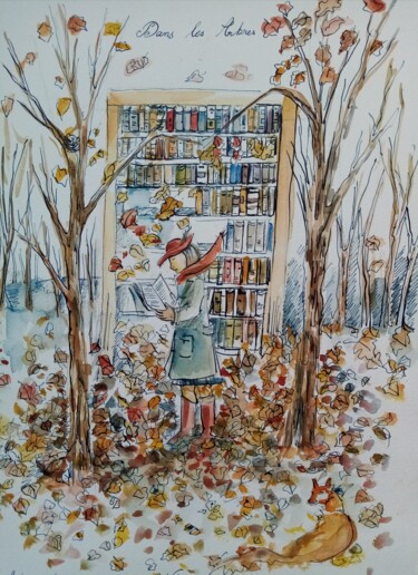 绘画 标题为“Dans les arbred” 由Veronique Labadie Layton, 原创艺术品, 水彩