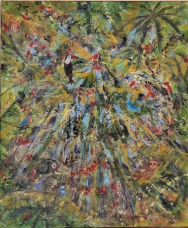 Pintura intitulada "Abstrait - Jungle 3" por Véronique Lauron, Obras de arte originais, Acrílico