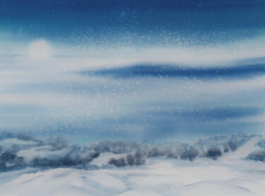 Peinture intitulée "Paysage enneigé" par Véronique Le Forestier, Œuvre d'art originale, Aquarelle
