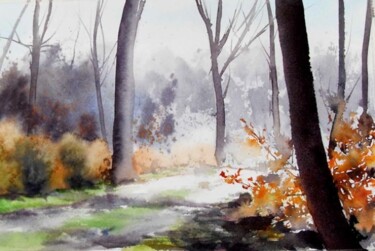 Peinture intitulée "Chemin éclairé" par Véronique Le Forestier, Œuvre d'art originale
