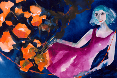 Painting titled "Femme blues 20" by Véronique Piaser-Moyen, Original Artwork, Watercolor