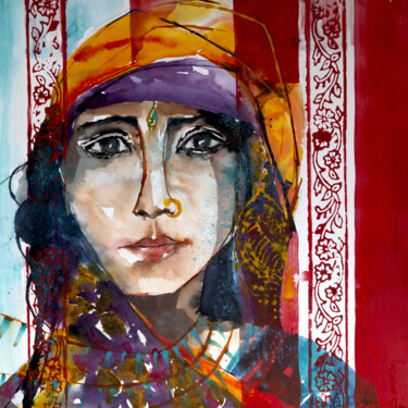 绘画 标题为“La gypsy de Benares” 由Véronique Piaser-Moyen, 原创艺术品, 水彩