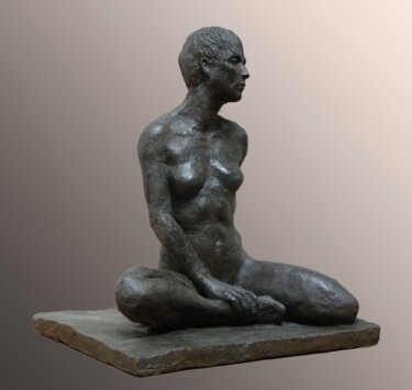 Sculptuur getiteld "Solitude" door Pico Sculpteur, Origineel Kunstwerk, Terra cotta