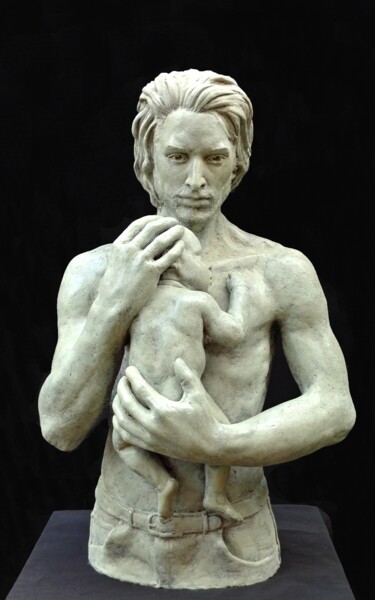 Scultura intitolato "Paternité" da Pico Sculpteur, Opera d'arte originale, Resina
