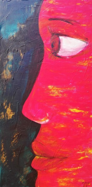 Gran abstracto rojo naranja pintura acrílica arte figurativo pintura a