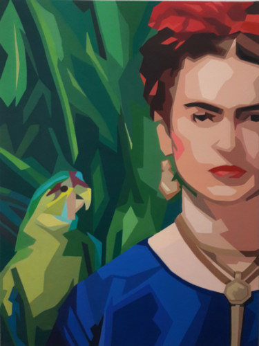 Malerei mit dem Titel "Frida Kahlo" von Véronique Colin, Original-Kunstwerk, Acryl
