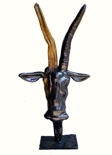 Sculptuur getiteld "Baphomet" door Véronique Richard, Origineel Kunstwerk, Bronzen