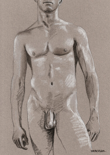 Drawing titled "Sexy attitude" by Verssan, Original Artwork, Pastel