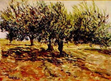 Painting titled "Oliveto" by Vesco Rosario, Original Artwork, Oil