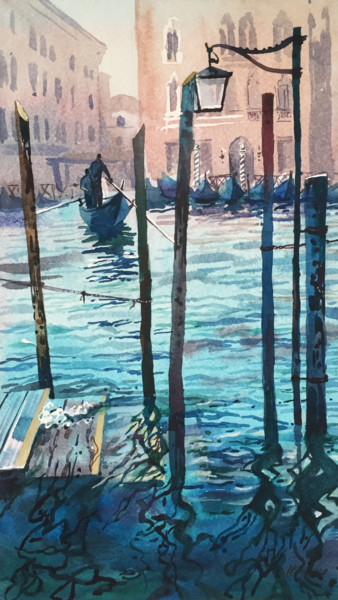 Schilderij getiteld "Venetian landscape.…" door Natalia Veyner, Origineel Kunstwerk, Aquarel