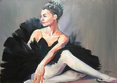 Pintura titulada "Seated ballerina. D…" por Natalia Veyner, Obra de arte original, Oleo