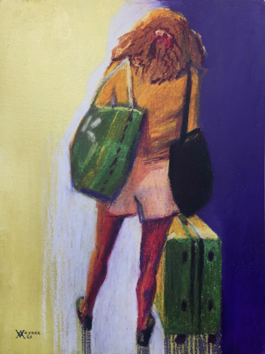 Ζωγραφική με τίτλο "Tourist. Girl in th…" από Natalia Veyner, Αυθεντικά έργα τέχνης, Παστέλ