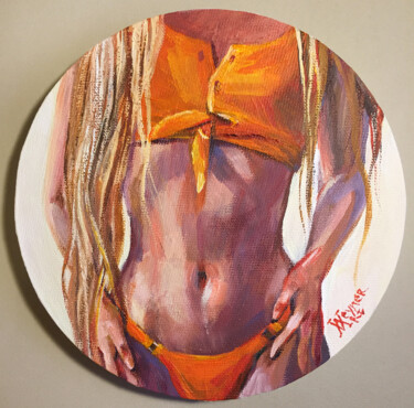 Malerei mit dem Titel "Girl in an orange s…" von Natalia Veyner, Original-Kunstwerk, Acryl