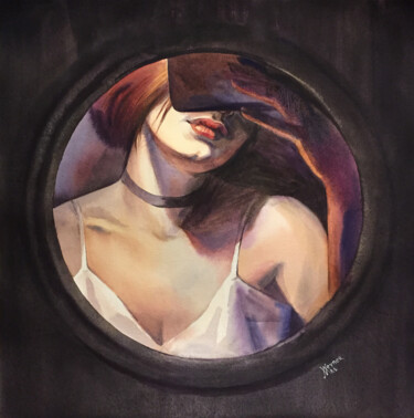 Peinture intitulée "Portrait of a girl…" par Natalia Veyner, Œuvre d'art originale, Aquarelle