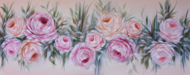 Schilderij getiteld "Full Bloom" door Eva Pearl, Origineel Kunstwerk, Acryl Gemonteerd op Frame voor houten brancard