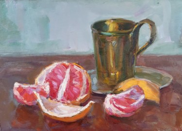 Painting titled "ломтики грейпфрута" by Viacheslaw Pereta, Original Artwork, Oil