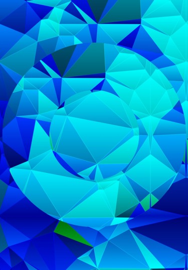 Digitale Kunst getiteld "Geometric Blue" door Viajacobi, Origineel Kunstwerk, Digitaal Schilderwerk