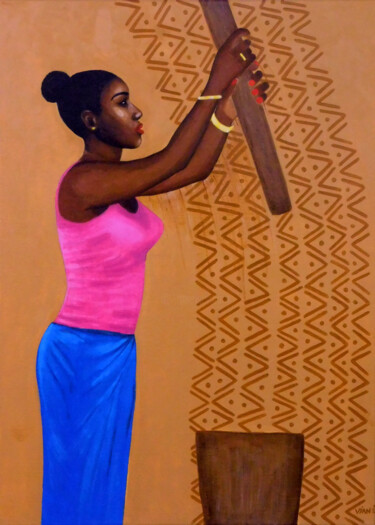 Картина под названием "Mousso 53" - Viané, Подлинное произведение искусства, Акрил Установлен на Деревянная рама для носилок