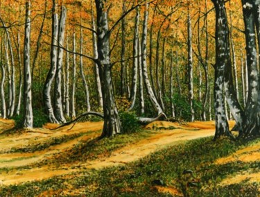 Painting titled "Bosque blanco" by Vicente Pastor Navarrete, Original Artwork, Oil