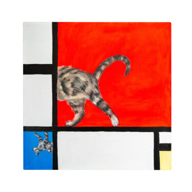 Pintura intitulada "Feline Abstraction:…" por Victo, Obras de arte originais, Óleo