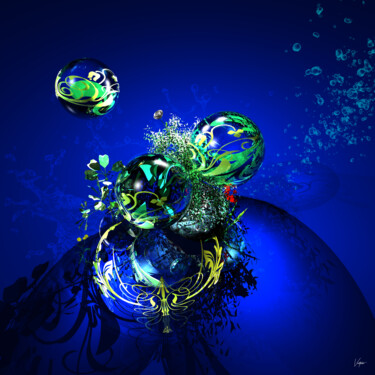 Digital Arts με τίτλο "Blue vegetal" από Victoire, Αυθεντικά έργα τέχνης, 3D Μοντελοποίηση
