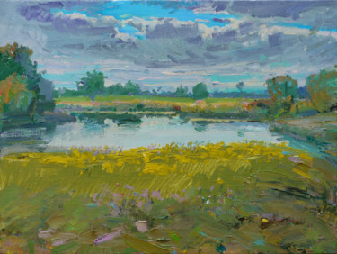 Painting titled "Blossoming Zadesenye" by Victor Onyshchenko, Original Artwork, Oil