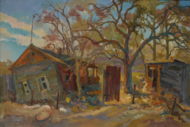 Schilderij getiteld "Old building" door Victor Onyshchenko, Origineel Kunstwerk, Olie