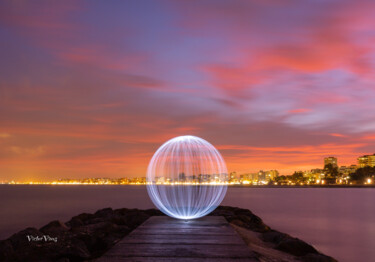 Fotografie getiteld "Esfera en light pai…" door Víctor Vives, Origineel Kunstwerk, Light Painting