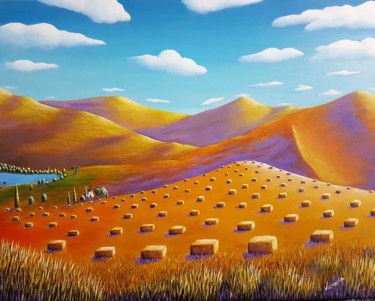 Peinture intitulée "GOLDEN HILLS" par Victoria Milgalter, Œuvre d'art originale, Acrylique