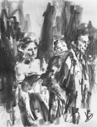 Drawing titled "A Midsummer Night." by Victoria General, Original Artwork, Charcoal