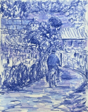 Rysunek zatytułowany „To the lavender fie…” autorstwa Victoria General, Oryginalna praca, Wosk