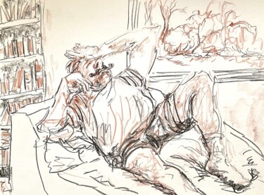 Drawing titled "Chaise longue." by Victoria General, Original Artwork, Wax