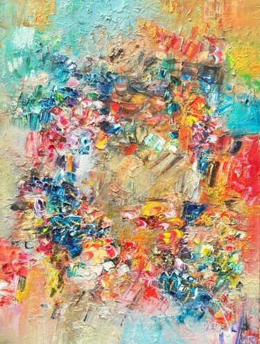Painting titled "Positano- The View…" by Victoria Horkan, Original Artwork, Oil Mounted on Wood Stretcher frame