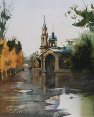 Peinture intitulée "Odessa Our Lady of…" par Victoria Lyashenko, Œuvre d'art originale, Aquarelle