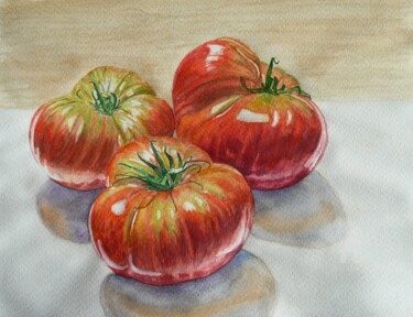 Painting titled "Tomaten" by Victoria Richters, Original Artwork, Watercolor