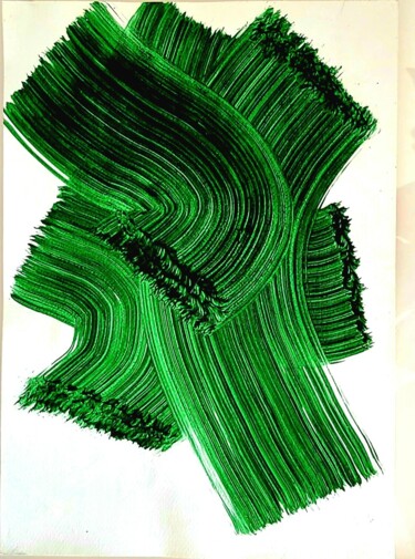Painting titled "Flow green 4" by Victoria Román, Original Artwork, Acrylic