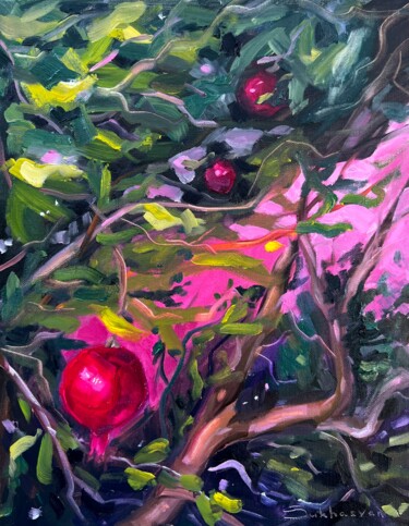 Malerei mit dem Titel "Pomegranate Tree" von Victoria Sukhasyan, Original-Kunstwerk, Öl