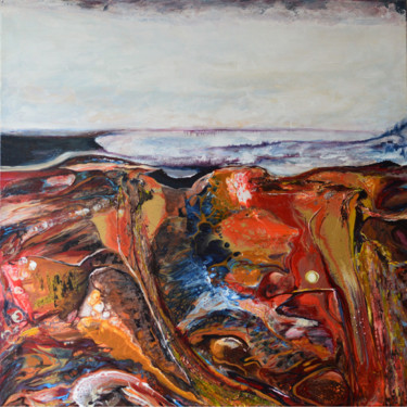 Schilderij getiteld "Abstract landscape…" door Viktorija Rutskaja, Origineel Kunstwerk, Acryl