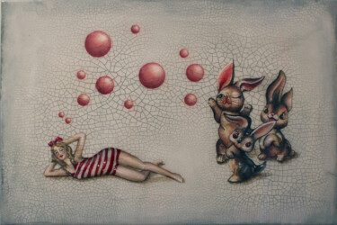 Schilderij getiteld "End of Innocence I" door Victoria Wallace, Origineel Kunstwerk, Airbrush