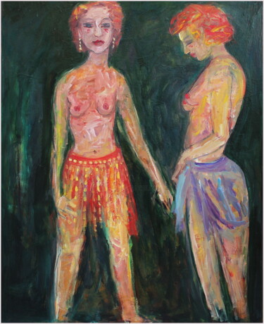 Malerei mit dem Titel "Les deux rouquines" von Victorine Follana, Original-Kunstwerk, Öl Auf Keilrahmen aus Holz montiert