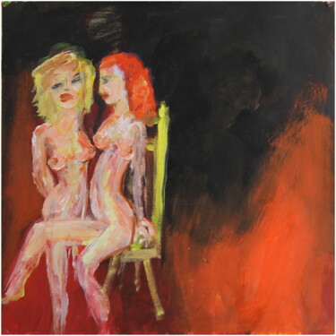 Painting titled "Je suis plus belle…" by Victorine Follana, Original Artwork, Oil Mounted on Cardboard