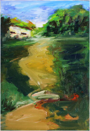 Malerei mit dem Titel "Chemin à Balaruc" von Victorine Follana, Original-Kunstwerk, Öl